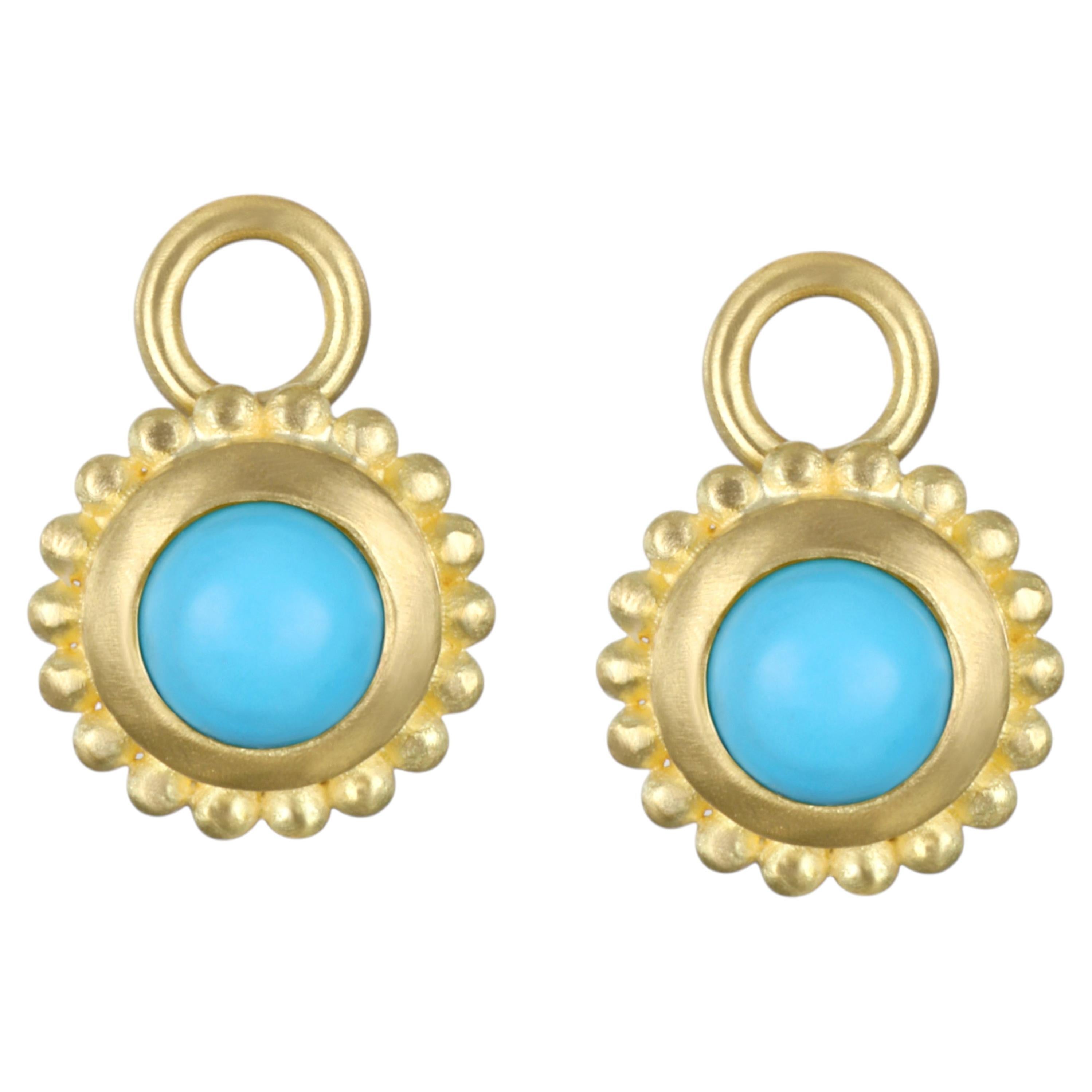 Faye Kim 18 Karat Gold Turquoise Granulation Drops For Sale
