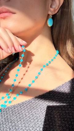 Faye Kim 18 Karat Gold Turquoise Lariat Necklace