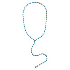 Türkisfarbene Lariat-Halskette, 18 Karat Gold, von Faye Kim