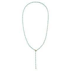 Faye Kim 18 Karat Gold Turquoise Mini Oval Bead Necklace