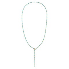 Faye Kim, mini collier de perles ovales en or 18 carats et turquoise