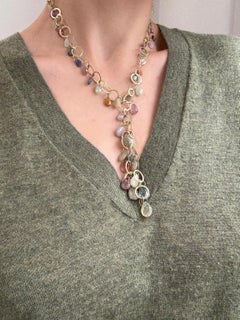 Faye Kim 18 Karat Gold Umba Saphir Briolette Fransen Cluster Perlenkette