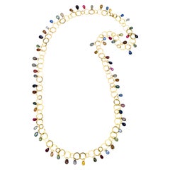 Faye Kim Collier à maillons à franges en or 18 carats et saphirs en forme de briolettes - 36
