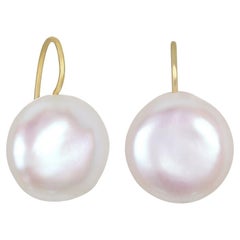 Faye Kim 18 Karat Gold White Coin Pearl Earrings