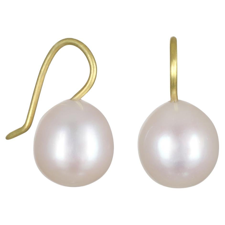 Faye Kim 18 Karat Gold White Freshwater Pearl Drops - 10.5mm