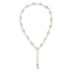 Faye Kim 18 Karat Gold White South Sea Baroque Pearl Link Necklace