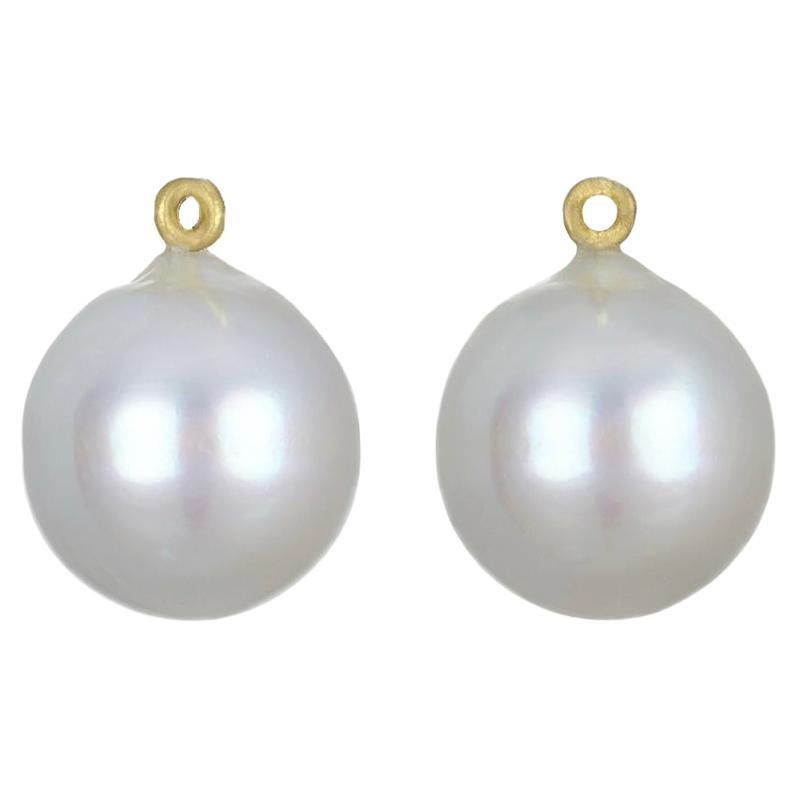 Faye Kim 18 Karat Gold White South Sea Pearl Drops For Sale