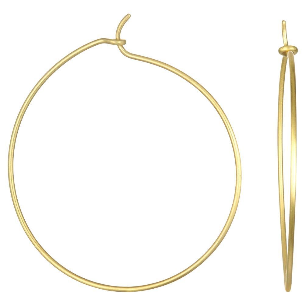 Faye Kim 18 Karat Gold Wire Hoops - 1.75" For Sale