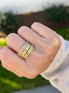 Faye Kim 18 Karat Gold Yellow Sapphire Burnished Bar Ring