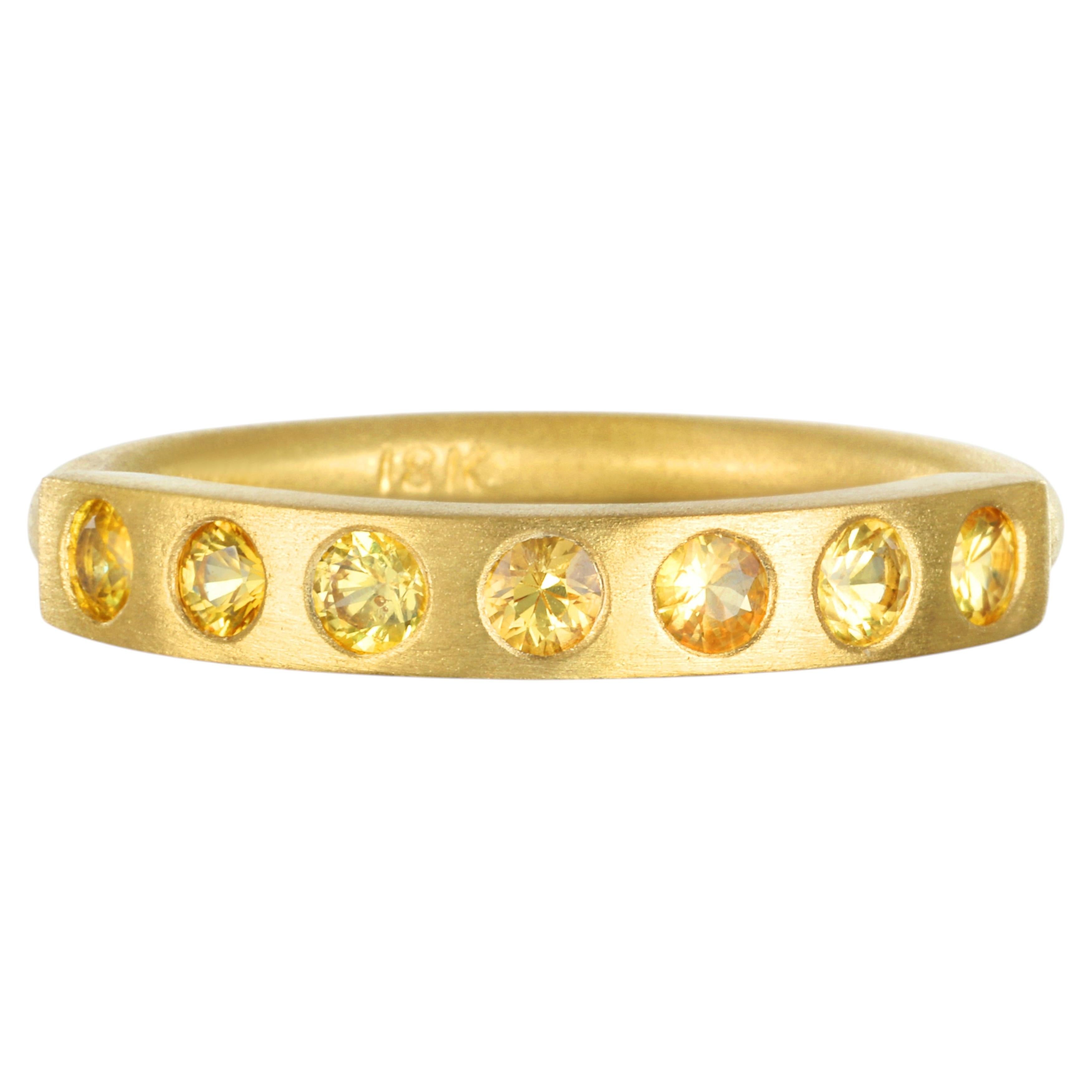Faye Kim 18 Karat Gold Yellow Sapphire Burnished Bar Ring