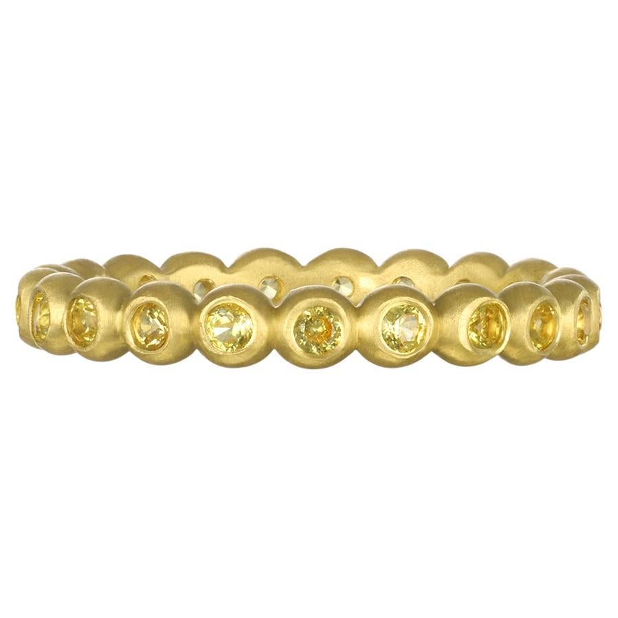 Faye Kim 18 Karat Gold Yellow Sapphire Granulation Bead Ring