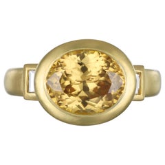 Faye Kim 18 Karat Gold Yellow Zircon Diamond Baguette Ring