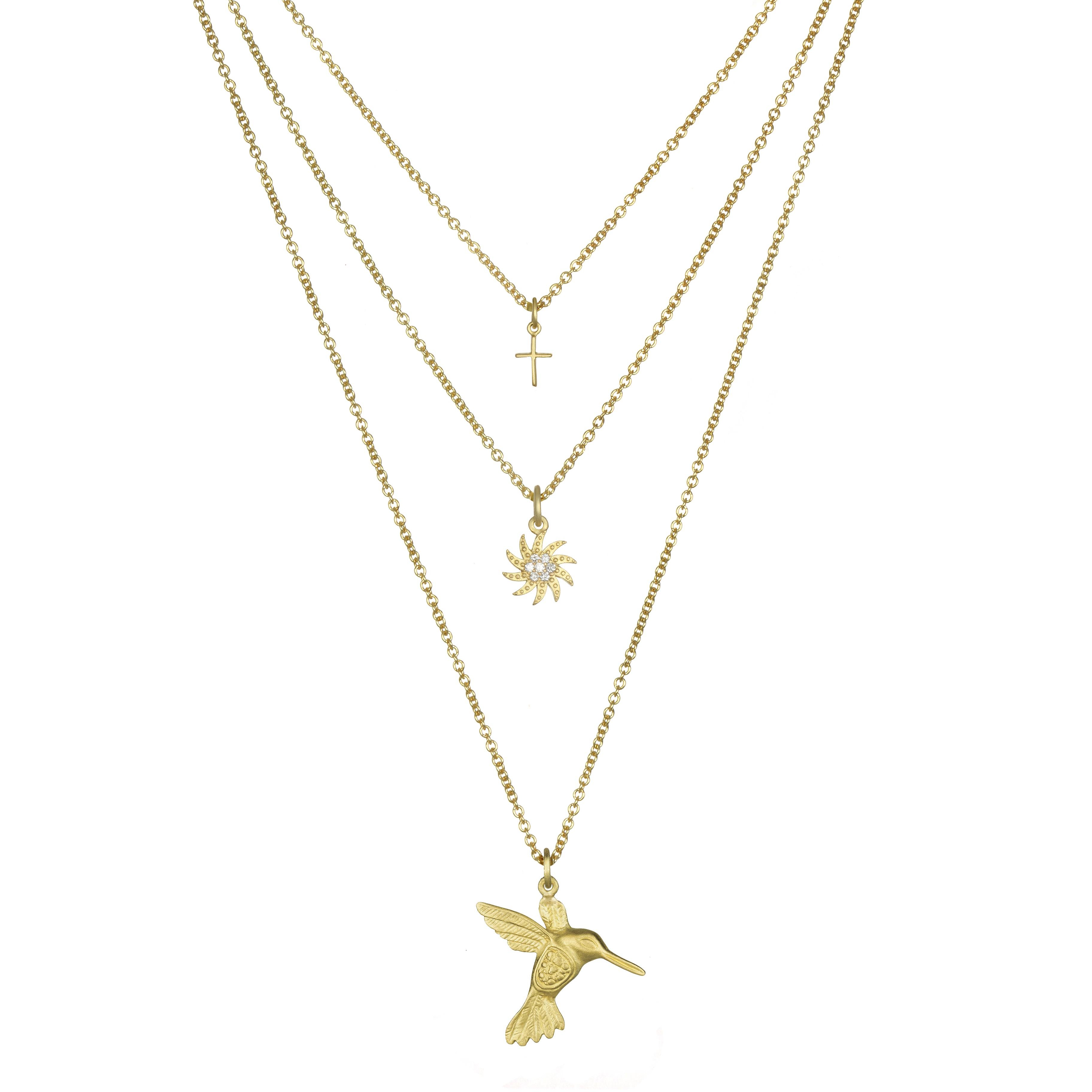 For the hummingbird lover - symbolizing good luck, eternity, and endurance.
The cable chain is 16-18