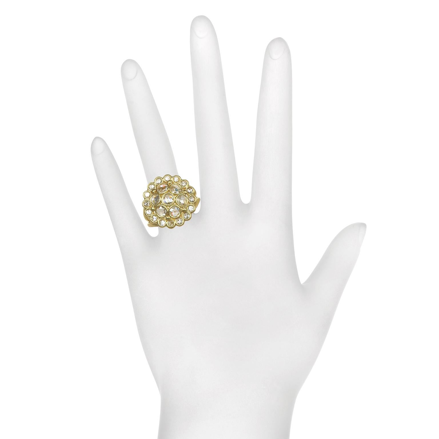 Modern Faye Kim 18k Gold Rose Cut Diamond Dome Ring