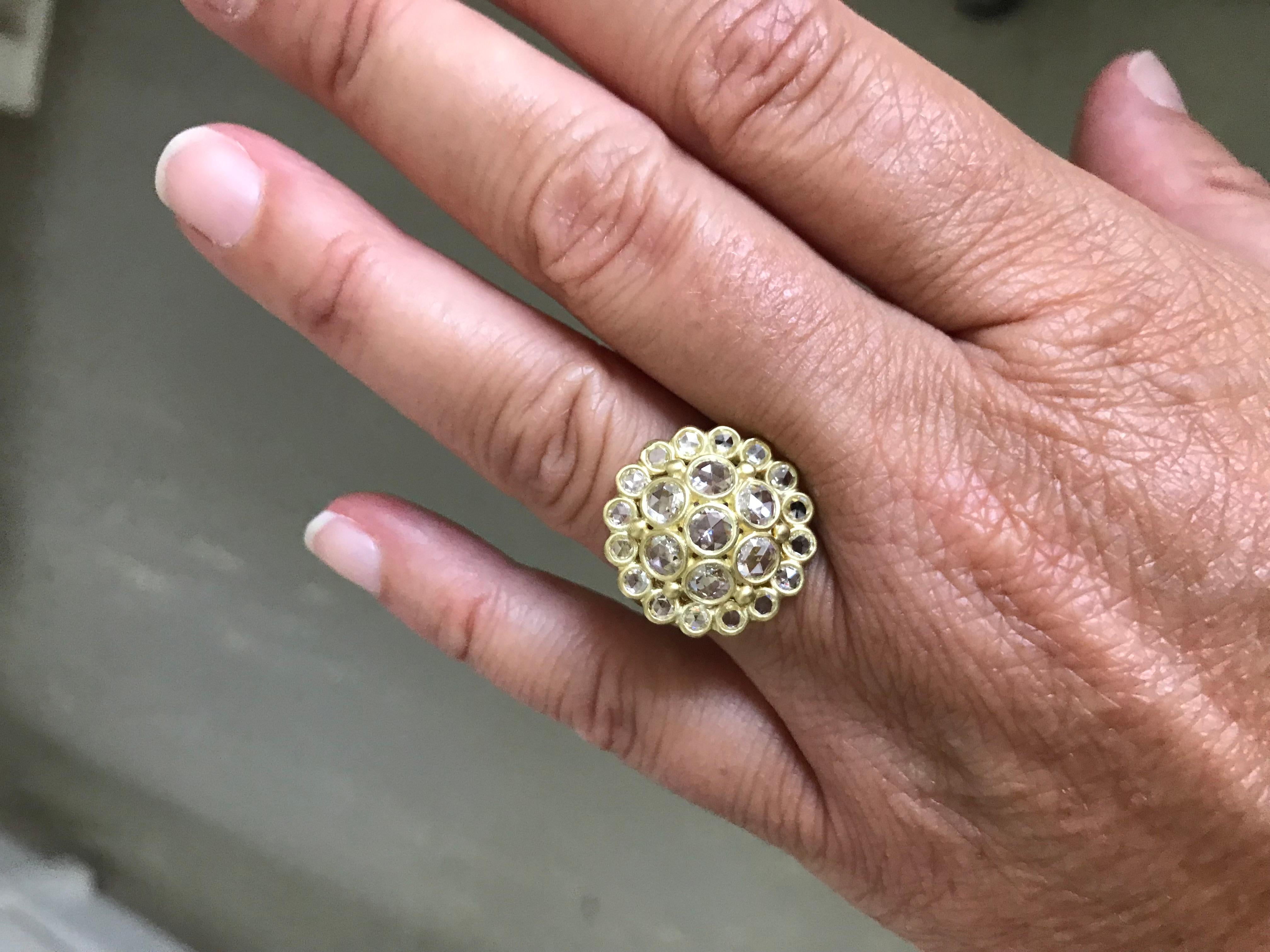Faye Kim 18k Gold Rose Cut Diamond Dome Ring In New Condition In Westport, CT
