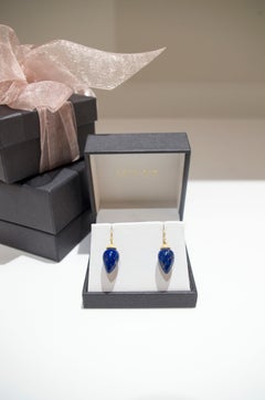 18 Karat Lapis Gold Eichel-Tropfenohrringe, Kim, 18 Karat