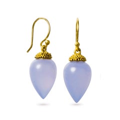 Faye Kim 18 Karat Lapis Gold Acorn Drop Earrings