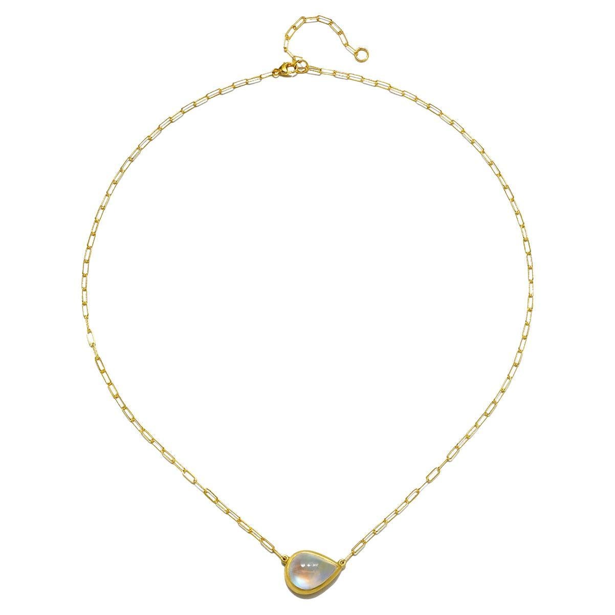 Faye Kim 18 Karat Pear Shaped Moonstone Necklace - 6.75 carats