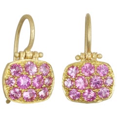 Faye Kim 18 Karat Pink Sapphire Chiclet Earrings