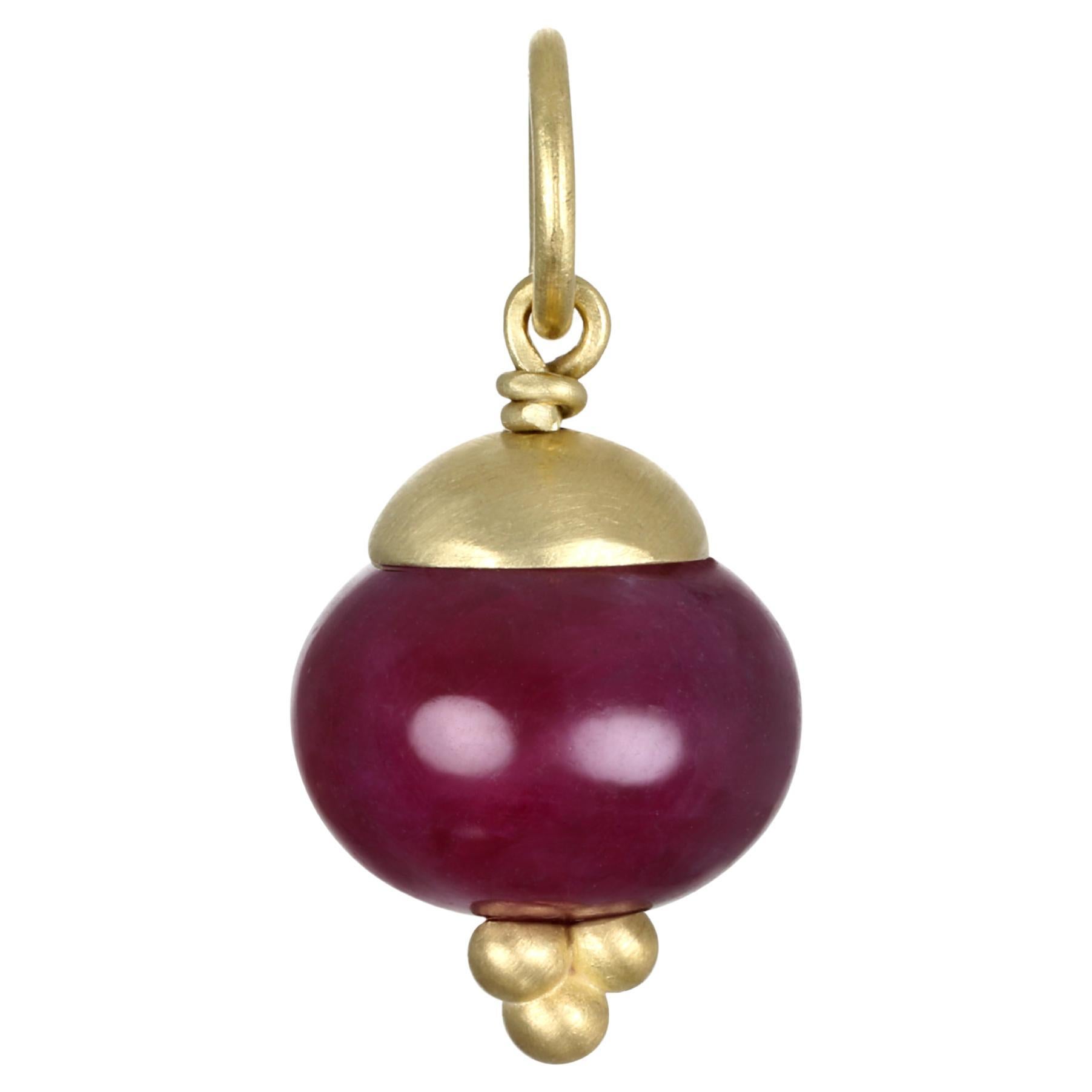 Faye Kim 18 Karat Ruby Rondell Pendant
