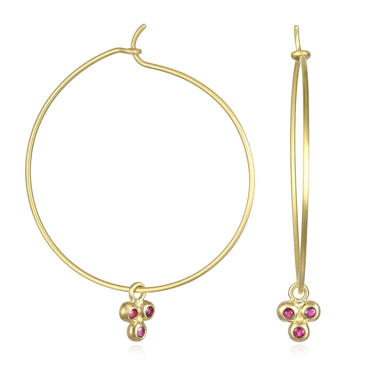 Faye Kim's 18k Gold Ruby Trio Drops
 
Drops length 5/16