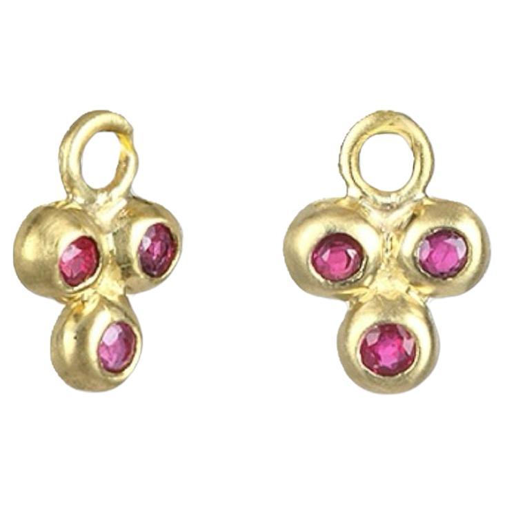 Faye Kim 18 Karat Gold Triple Ruby Drops