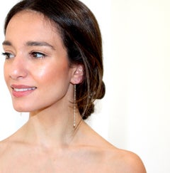 Faye Kim 18 Karat White Gold Rose Cut Diamond Line Earrings