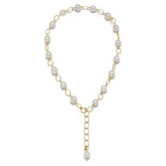 Faye Kim 18 Karat Gold White South Sea Pearl Link Necklace