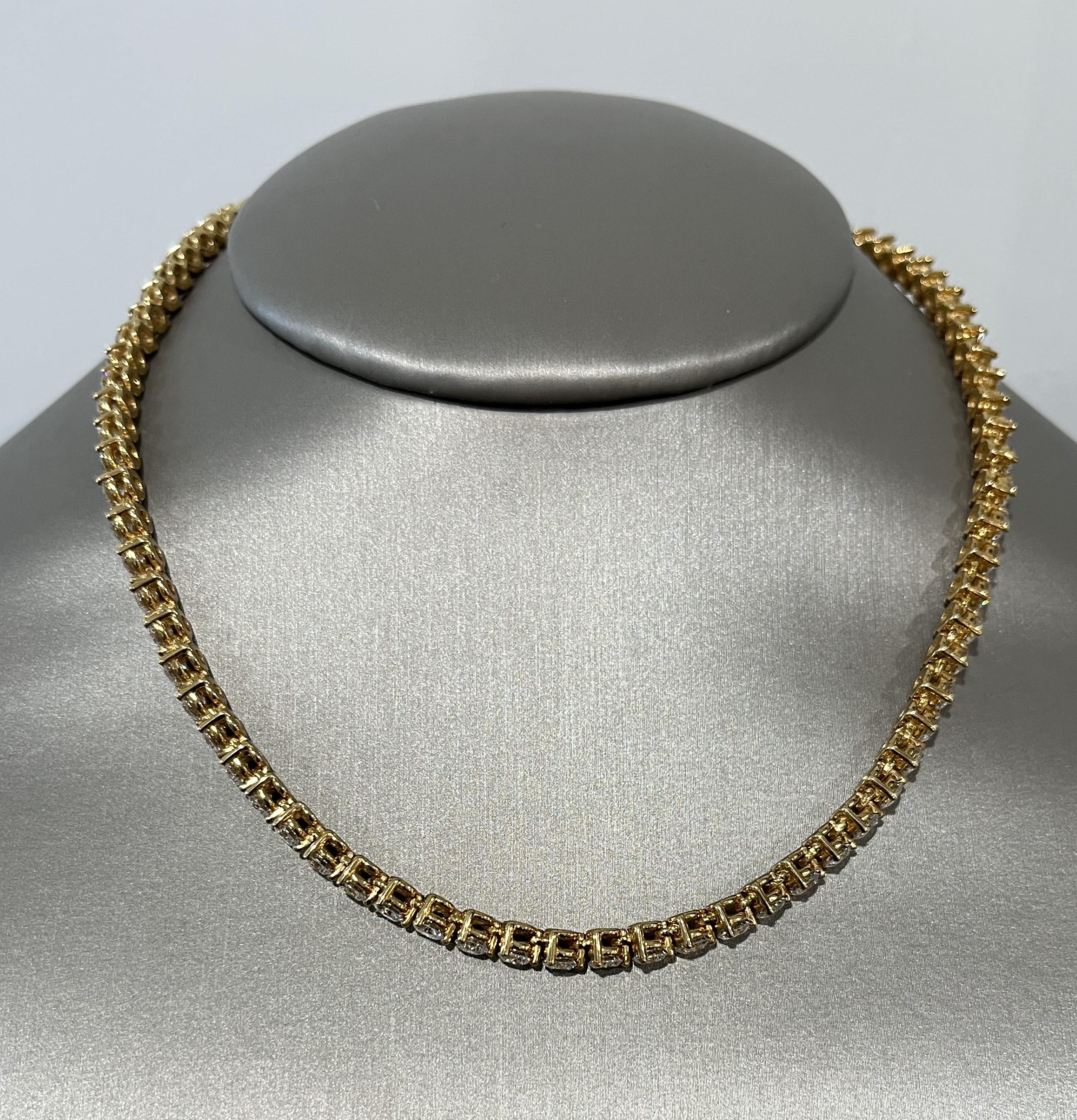 Halskette im Tennisstil aus 18 Karat Gelbgold mit Diamanten von Faye Kim (Brillantschliff) im Angebot