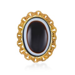 Faye Kim 18 Karat Yellow Gold Vintage Banded Agate Ring