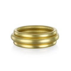 Faye Kim 18K Gold Matte Finish 3mm Round Band Ring, Unisex, USA
