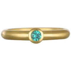 Faye Kim 18 Karat Gold African Blue Green Tourmaline Stack Ring