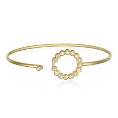 Faye Kim 18 Karat Gold Bangle with Round Diamond Closure