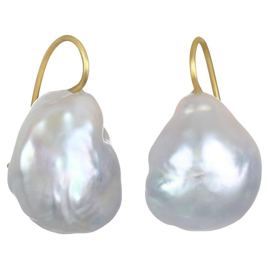 Faye Kim 18k Gold Baroque Fresh Water Pearl Drop Earrings For Sale