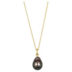 Faye Kim 18K Gold Black Tahitian Baroque Pearl Pendant