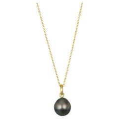 Faye Kim 18K Gold Black Tahitian Baroque Pearl Pendant on Chain