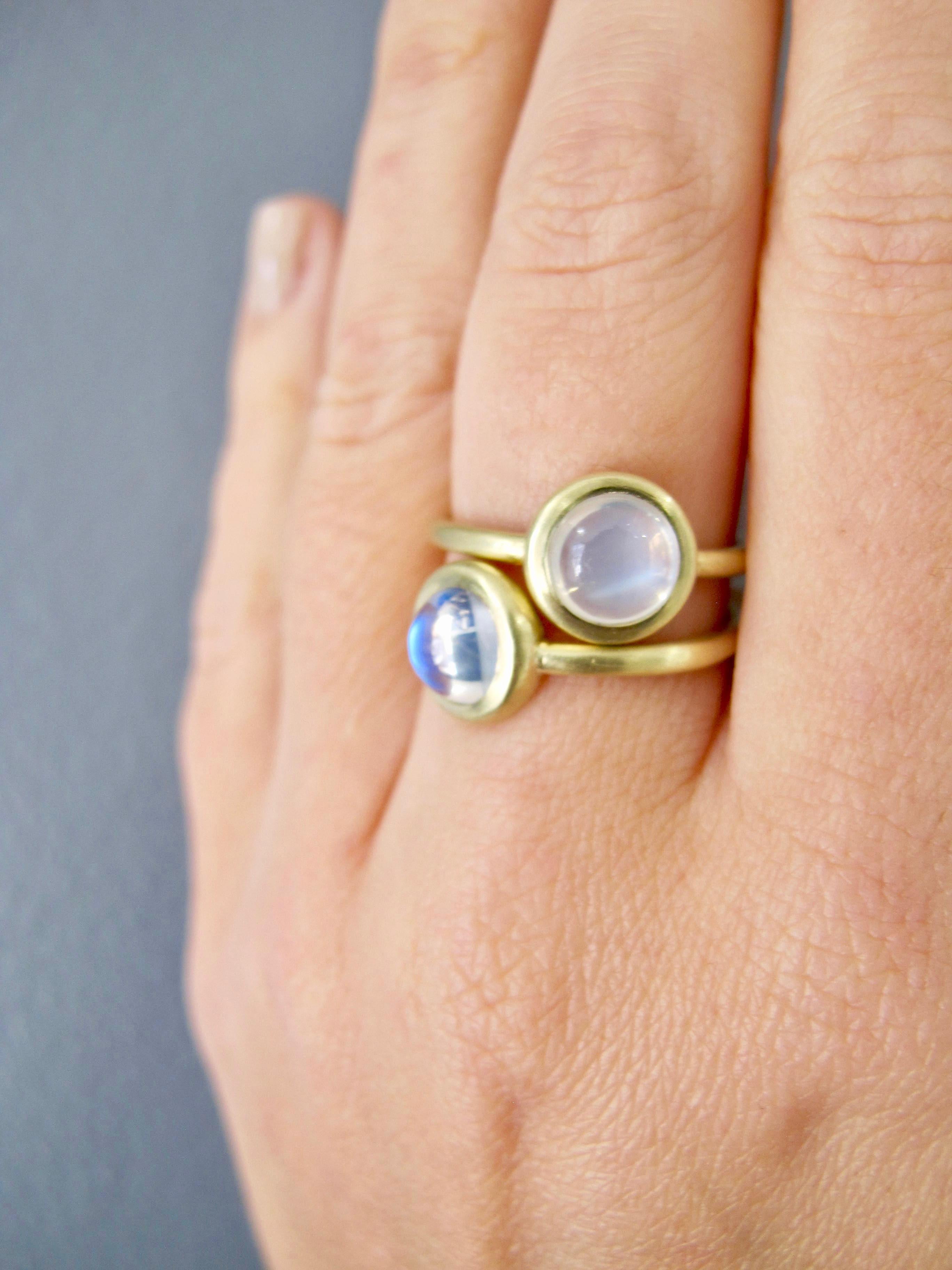 Contemporary Faye Kim 18 Karat Gold Blue Moonstone Bezel Ring