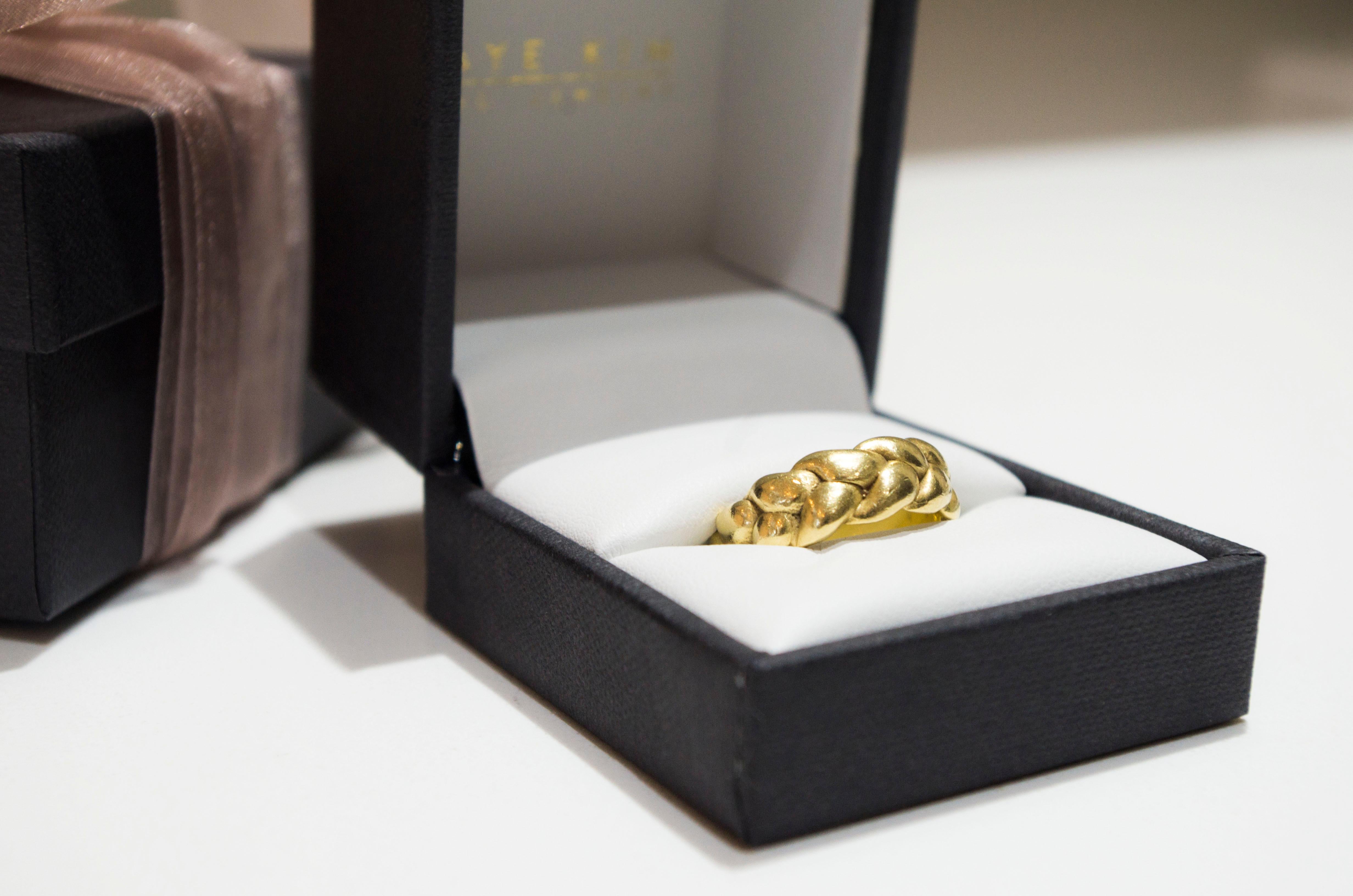 Faye Kim 18 Karat Gold Braided Stack Ring For Sale 3