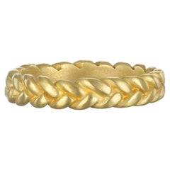 Faye Kim 18K Gold geflochtener Stapelring, handgefertigt in USA, Größe 7