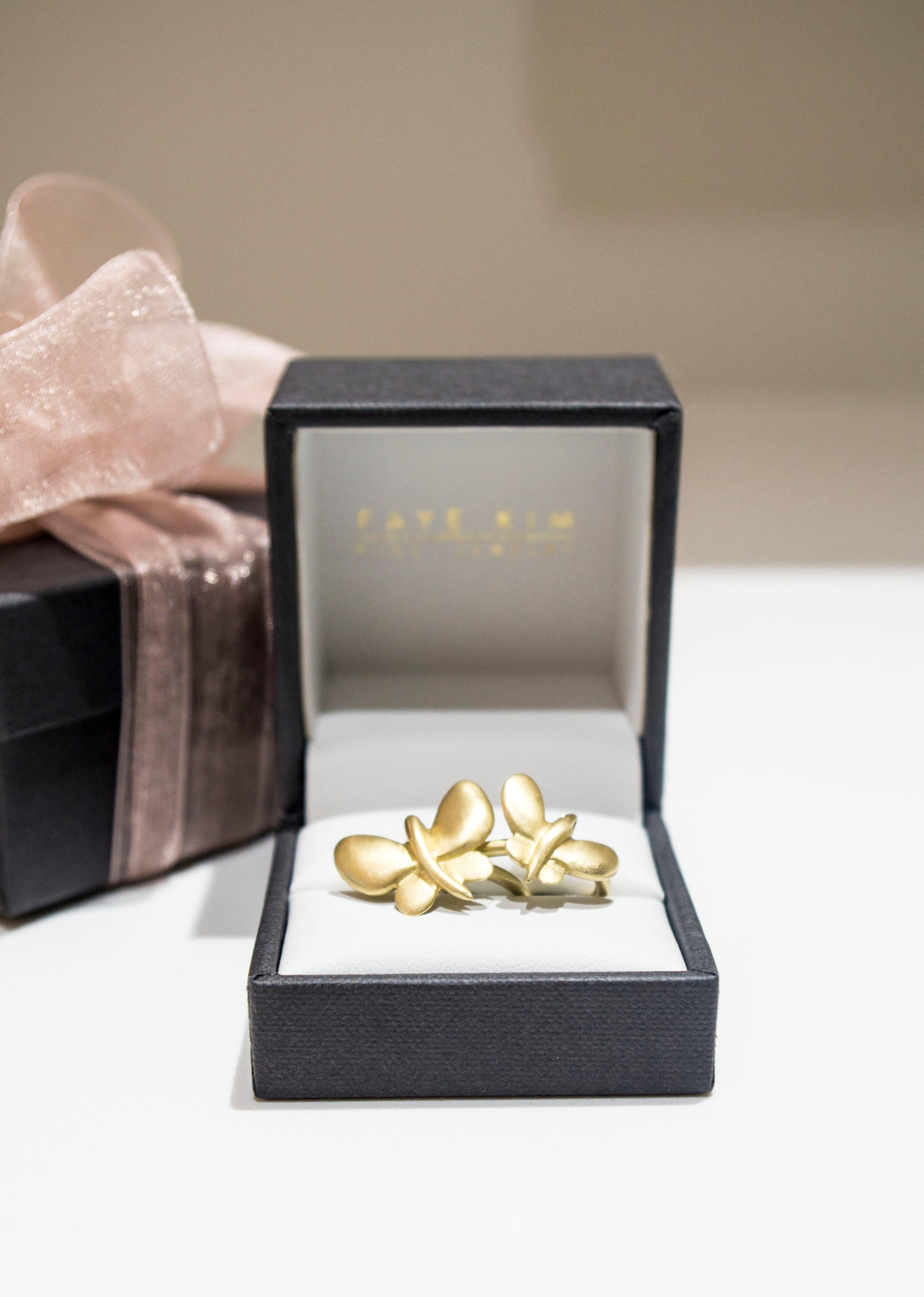 De las mujeres Faye Kim Anillo Mariposa Grande de Oro de 18 Kilates con Ojos de Diamante en venta