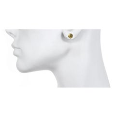 Faye Kim 18K Green Gold Matte Button Stud Earrings, USA Made