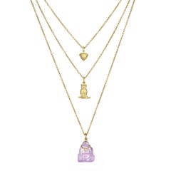 Faye Kim 18k Gold, Diamond, and Amethyst Buddha Charm