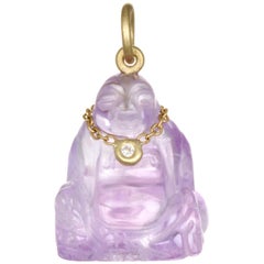 Faye Kim 18k Gold, Diamond, and Amethyst Buddha Charm