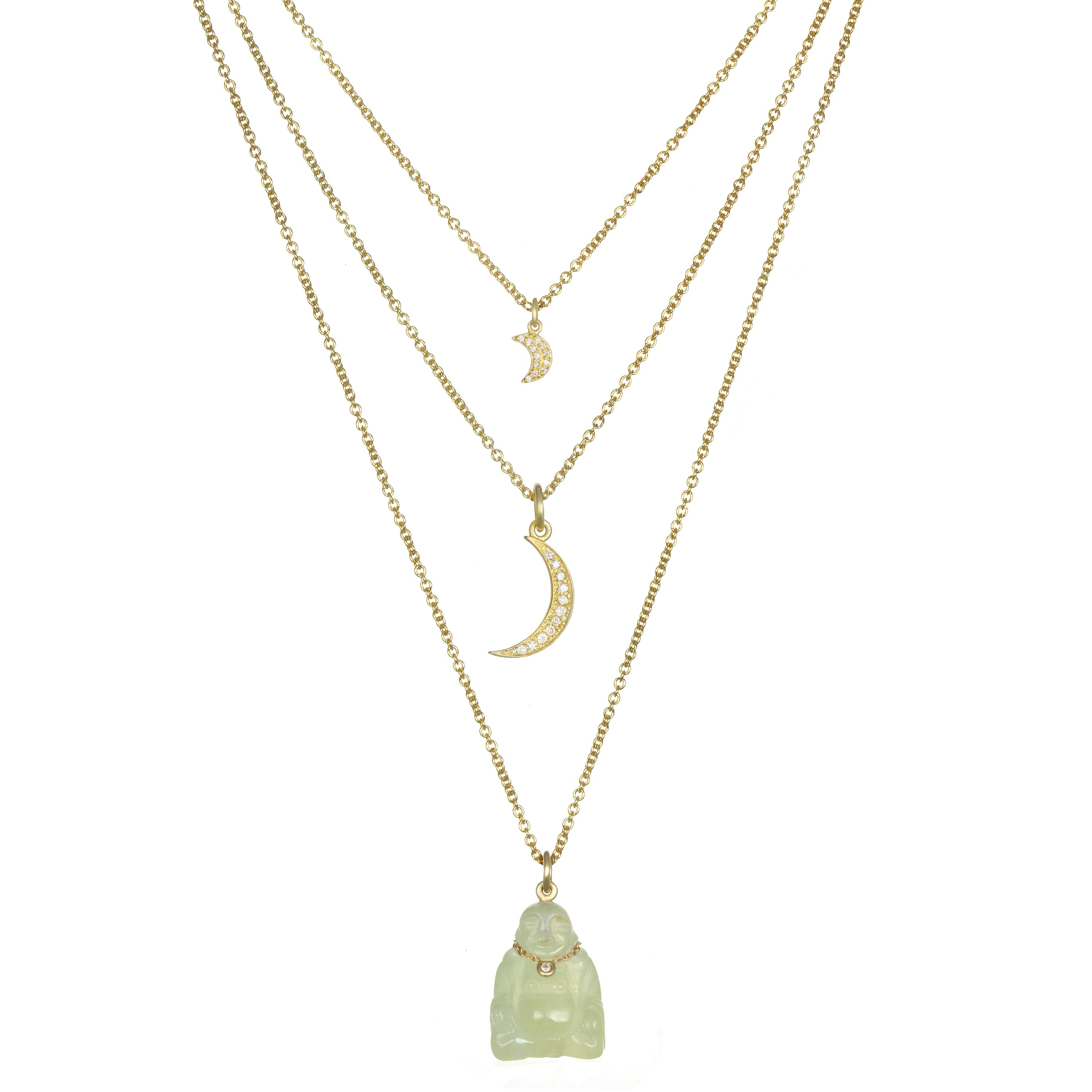 Moderno Faye Kim, oro 18 carati, diamante, giada e Buddha, Charm in vendita