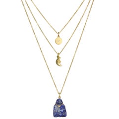 Faye Kim 18 Karat Gold, Diamond, and Lapis Buddha Charm