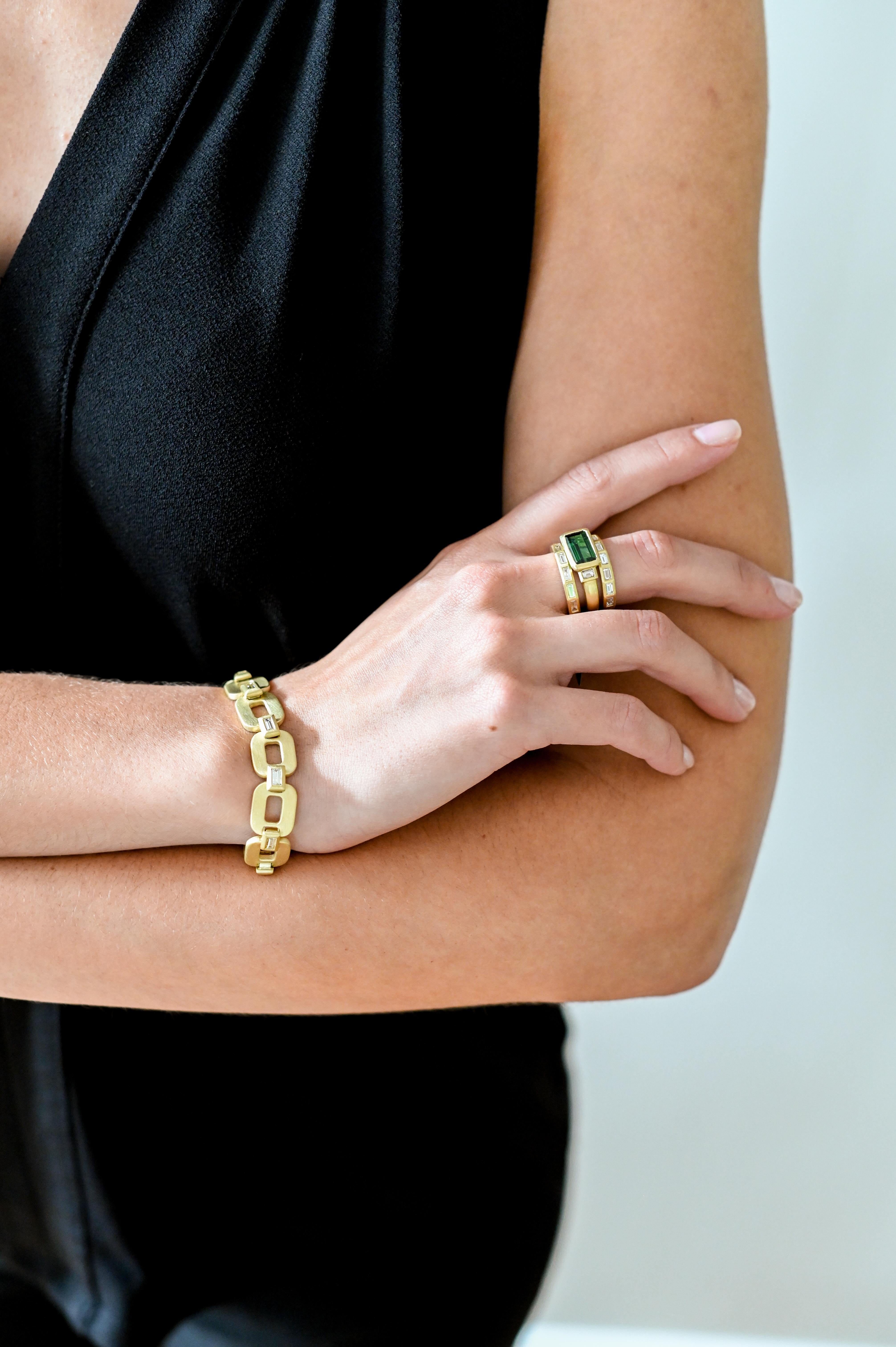 Faye Kim 18 Karat Gold Diamant Baguette Link Armband (Zeitgenössisch) im Angebot
