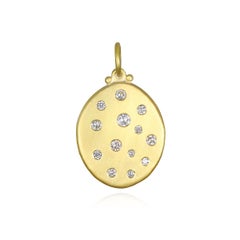 Faye Kim 18 Karat Gold Diamond Large Dog Tag Pendant Necklace