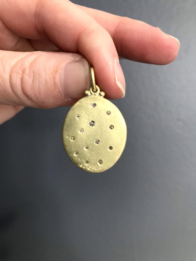 Faye Kim 18 Karat Gold Diamond Dog Tag Pendant Necklace In New Condition For Sale In Westport, CT