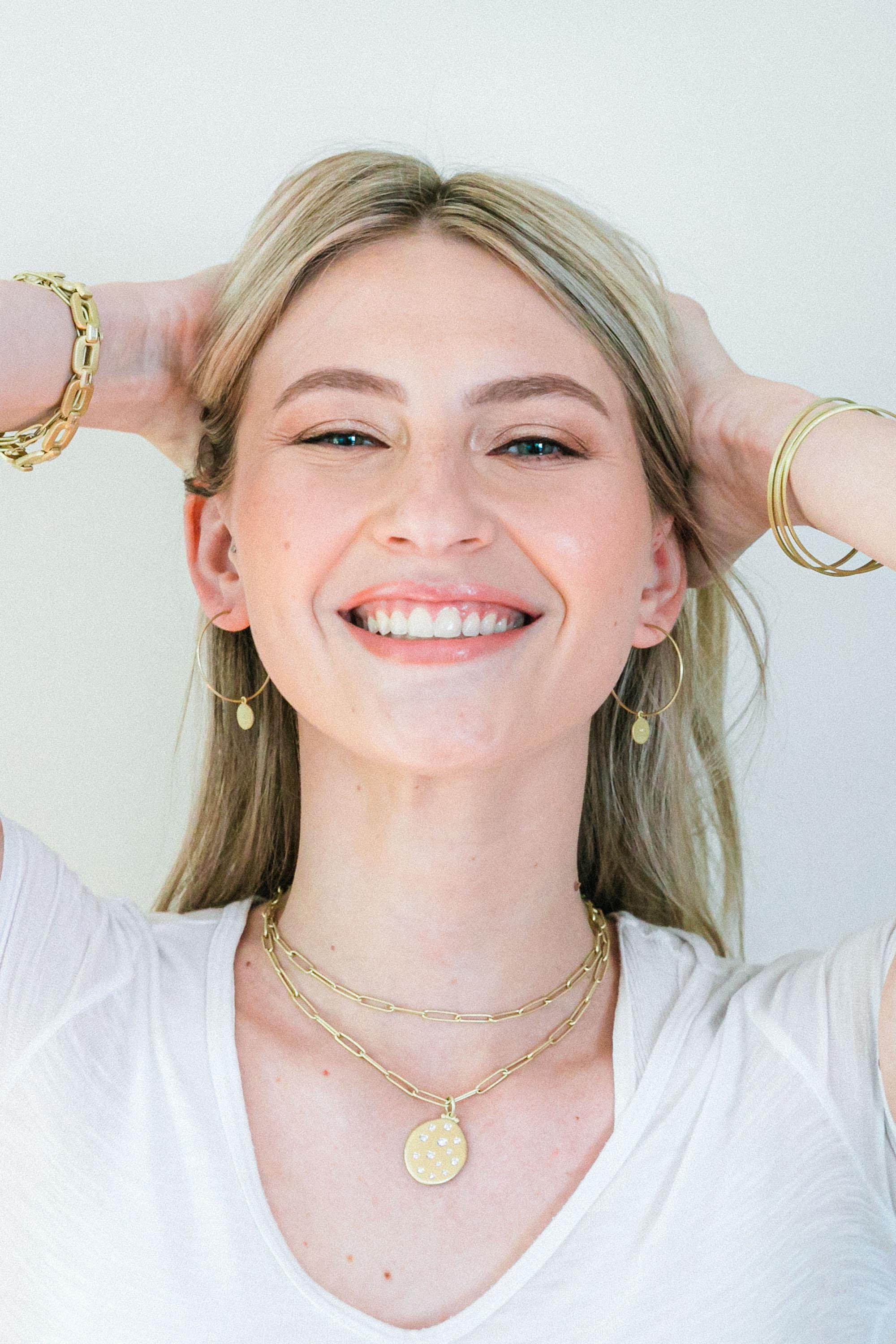 Faye Kim 18 Karat Gold Diamond Large Dog Tag Anhänger Halskette (Zeitgenössisch)