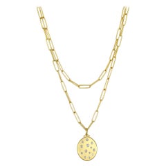 Faye Kim 18k Gold Diamond Dog Tag Pendant Necklace